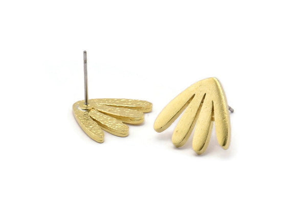 Earring Studs, 4 Raw Brass - Brass Earring Findings - Brass Earrings - Earrings (15x16x1.5mm) N1638