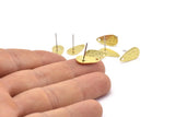 Brass Drop Earring, 12 Raw Brass Drop Stud Earrings With 1 Hole (15x8x0.80mm) M01476 A1458