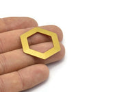 Honeycomb Brass Charm, 12 Raw Brass Hexagon Blanks (30x0.80mm) D0151