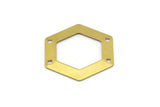 10 Raw Brass Hexagon Stamping Blank With 4 Hole  (30x0.80mm)  D0123