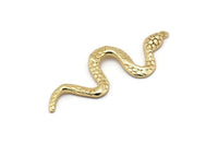 Gold Snake Charm, Gold Plated Brass Snake Pendants With 1 Loop, Charms, Findings (49x17x2.8mm) N1602 H0851
