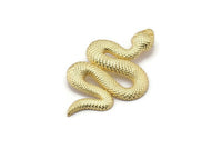 Gold Snake Charm, Gold Plated Brass Snake Pendants With 1 Loop, Charms, Findings (39x22x2mm) N1595