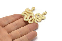 Gold Snake Charm, Gold Plated Brass Snake Pendants With 1 Loop, Charms, Findings (39x22x2mm) N1595