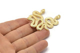 Gold Snake Charm, Gold Plated Brass Snake Pendants With 1 Loop, Charms, Findings (39x22x2mm) N1595