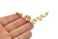 Gold Snake Charm, 2 Gold Plated Brass Snake Pendants With 1 Loop, Charms, Findings (53x13x1.8mm) N1600 H0044
