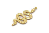 Gold Snake Pendant, Gold Plated Brass Snake Pendants With 1 Loop, Charms, Findings (47x20x2.3mm) N1596 H1601