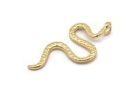 Gold Snake Charm, Gold Plated Brass Snake Pendants With 1 Loop, Findings (53x26x2.3mm) N1574 Q1086