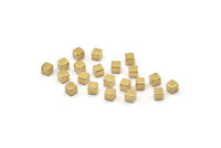 Square Cube Beads, 100 Raw Brass Cube Blanks (3x3mm) D0147