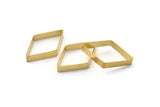 Brass Diamond Charm, 12 Raw Brass Open Diamond Ring Charms (20x32x5x0.6mm) D0140