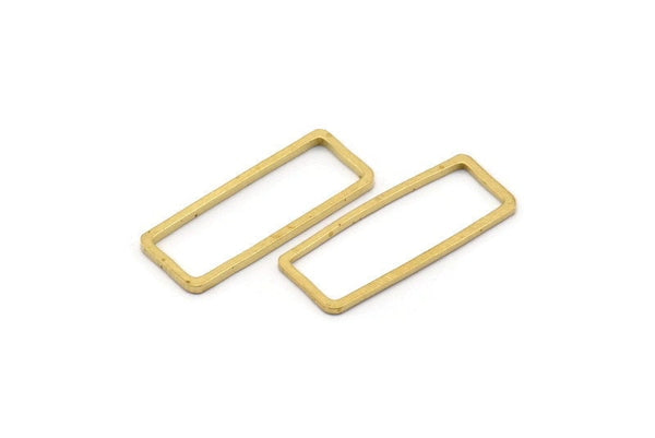 Brass Rectangle Ring, 50 Raw Brass Open Rectangle Connectors (9x24x1mm) D0193