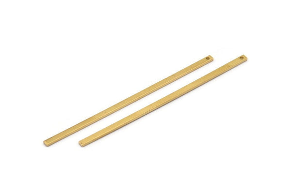 Brass Bar Charm, 25 Raw Brass Bars (60x2x1mm)  A0868