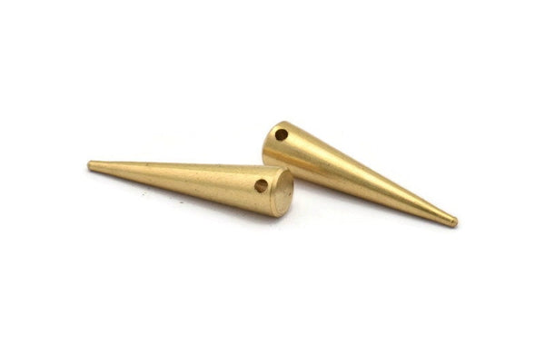 Ham Pirinç Sivri Uç, 5 Ham Pirinç Sivri Uçlu Kabile Kolye (30x7mm) A0767