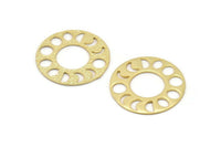 Moon Phases Pendant, 1 Gold Plated Brass Circle Pendants, Earring Findings (33x1mm) U121 Q0334