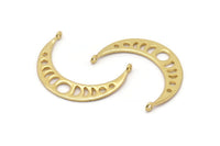 Moon Phases Pendant, 2 Gold Plated Brass Crescent Pendants With 2 Loops, Earring Findings (35x8x1mm) BS 2067 Q0192