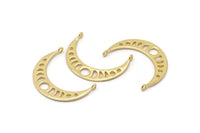 Moon Phases Pendant, 2 Gold Plated Brass Crescent Pendants With 2 Loops, Earring Findings (35x8x1mm) BS 2067 Q0192