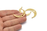 Moon Phases Pendant, 2 Gold Plated Brass Crescent Pendants With 2 Loops, Earring Findings (35x8x1mm) BS 2067 Q0192