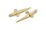 Knight&#39;s Sword Pendant, Gold Plated Brass Sword Pendants (50x19mm) N0225 Q0660