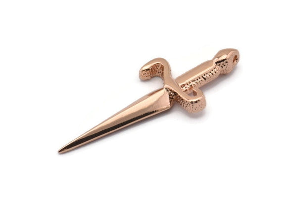 Knight&#39;s Sword Pendant, Rose Gold Plated Brass Sword Pendants (50x19mm) N0225 Q0660