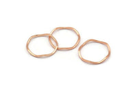 Rose Gold Circle Rings, 24 Rose Gold Lacquer Plated Brass Wavy Circle Rings, Charms (15.5x0.80mm) BS 1756 Q0444