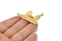 Altın Amazon Yaprağı, 2 Altın Kaplama Pirinç Yaprak Bağlantı Tılsımı, 2 Delikli Kabile Kolye Uçları (43x9,5 mm) N0370 F046