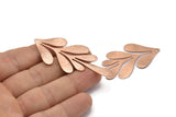 Rose Gold Leaf Charm, 2 Rose Gold Plated Brass Textured Leaf Charm Earrings With 1 Hole, Findings (62x26x0.60mm) D0680 Q0763