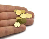 Brass Hexagon Tag,50 Raw Brass Hexagon Stamping Blank Tag Connector (12mm) A0794