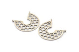 Silver Honeycomb Pendant, 2 Textured Antique Silver Plated Brass Honeycomb Pendants With 2 Loops, Charms (32x29x1mm) V116