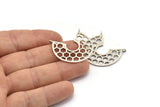 Silver Honeycomb Pendant, 2 Textured Antique Silver Plated Brass Honeycomb Pendants With 2 Loops, Charms (32x29x1mm) V116