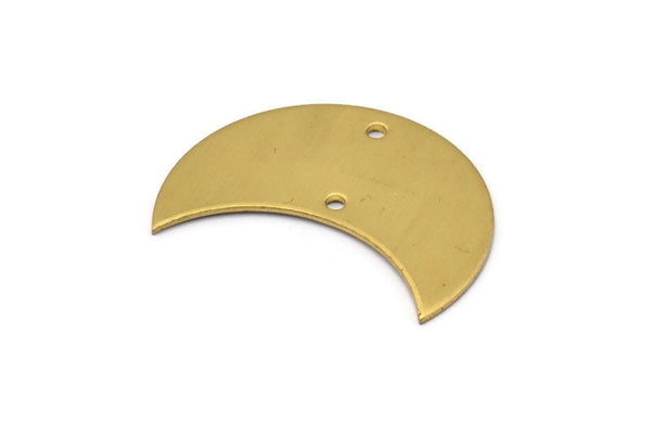 Brass Horn Pendant, 10 Raw Brass Moons With 2 Holes (30x15x0.80mm) D0176