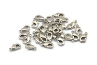 Silver Parrot Clasp, 50 Silver Tone Brass Nickel Free Lobster Clasps, Findings (10mm) (b0068)