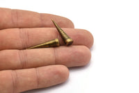 Vintage Spike Pendant, 10 Antique Brass Spike Pendants (27x7mm) A0755
