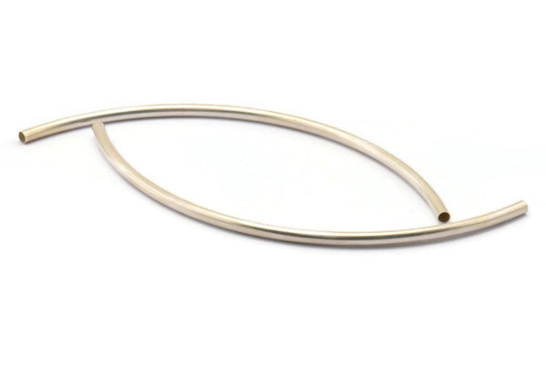 Silver Noodle Tube Beads, 12 Antique Silver Plated Curved Tubes (4x140mm) BS 1427 D0361
