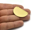 Half Moon Blank, Raw Brass Semi Circle Blanks With 2 Holes (38x27x0.80) N0451