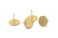 Gold Round Earring, 2 Gold Plated Brass Round Stud Earrings (12x1.5mm) N1594