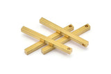 Minimalist Bar Pendant, 12 Raw Brass Bars, Necklace, Earring Findings (3x3x35mm) D0241