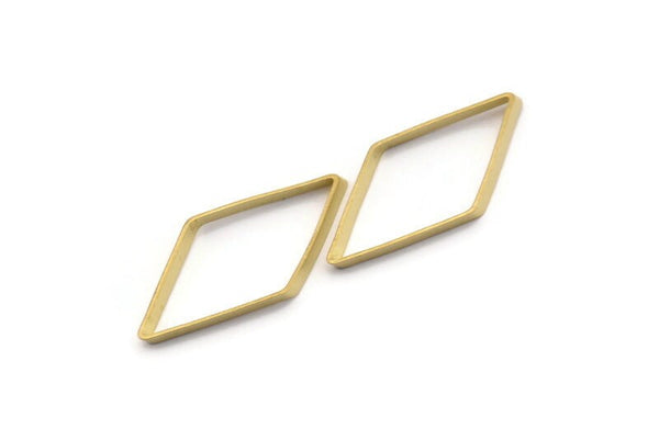 Brass Diamond Charm, 24 Raw Brass Wide Cut Open Diamond Ring Charms (14x30x0.8x2mm) D0194