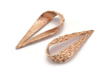 Dokulu Damla Charm, 1 Delikli 2 Gül Altın Kaplama Dokulu Damla Charm, Küpe Bulguları (47x21x9x1mm) N0198 Q0243