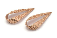 Textured Drop Charm, 1 Rose Gold Plated Textured Drop Charms With 1 Hole, Earring Findings (47x21x9x1mm) N0198 Q0243