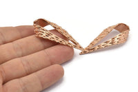 Textured Drop Charm, 1 Rose Gold Plated Textured Drop Charms With 1 Hole, Earring Findings (47x21x9x1mm) N0198 Q0243