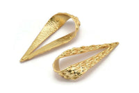Textured Drop Charm, 1 Gold Plated Textured Drop Charms With 1 Hole, Earring Findings (47x21x9x1mm) N0198 Q0243