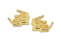 Gold Ethnic Pendant, 1 Gold Plated Brass Ethnic Pendants With 2 Loops (31x32x1.6mm) E249 Q0506