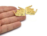 Gold Ethnic Pendant, 1 Gold Plated Brass Ethnic Pendants With 2 Loops (31x32x1.6mm) E249 Q0506