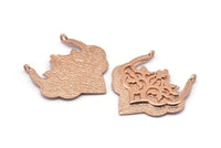 Gül Altın Etnik Kolye, 2 Halkalı 1 Gül Altın Kaplama Pirinç Etnik Kolye (31x32x1,6 mm) E249 Q0506