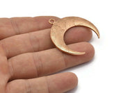 Rose Gold Moon Charm, 1 Rose Gold Plated Textured Horn Charms, Pendant, Jewelry Finding (36x10.80x3.40mm) N0236