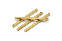 Tiny Necklace Bar, 12 Raw Brass Bars, Necklace, Earring Findings (2.5x2.5x40mm) D0238