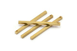 Tiny Necklace Bar, 12 Raw Brass Bars, Necklace, Earring Findings (2.5x2.5x40mm) D0238