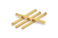 Tiny Necklace Bar, 12 Raw Brass Bars, Necklace, Earring Findings (3x3x50mm) D0244