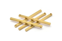 Tiny Necklace Bar, 12 Raw Brass Bars, Necklace, Earring Findings (3x3x50mm) D0244