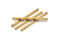 Tiny Necklace Bar, 12 Raw Brass Bars, Necklace, Earring Findings (2.5x2.5x50mm) D0239