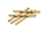Tiny Necklace Bar, 12 Raw Brass Bars, Necklace, Earring Findings (2.5x2.5x50mm) D0239